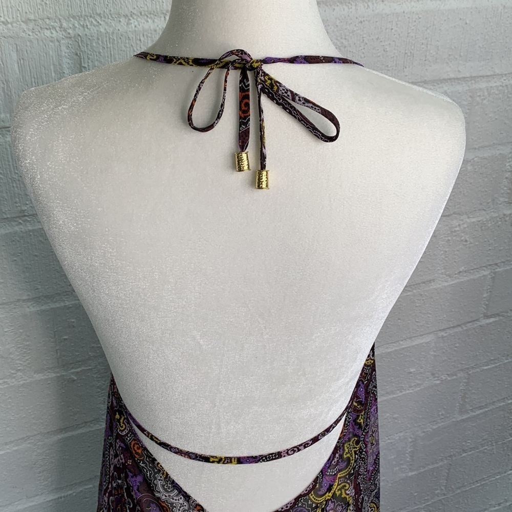 Victoria's Secret Paisley Purple Tie Loose Sexy Swim Cover Up sz M/L - Picture 3 of 9